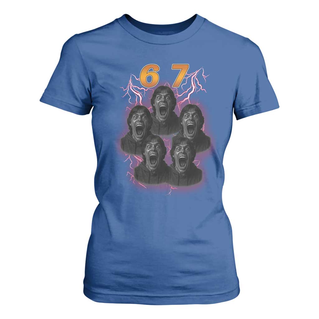 Mason 6 7 Meme Graphic T Shirt For Women Six Seven 67 Meme Horror Edit Bootleg TS02 Royal Blue Print Your Wear