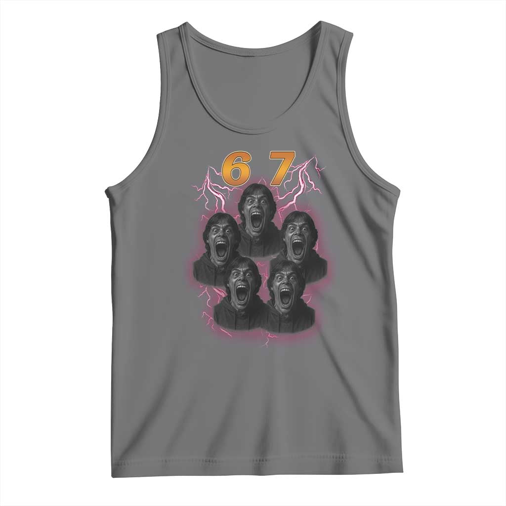 Mason 6 7 Meme Graphic Tank Top Six Seven 67 Meme Horror Edit Bootleg TS02 Black Heather Print Your Wear
