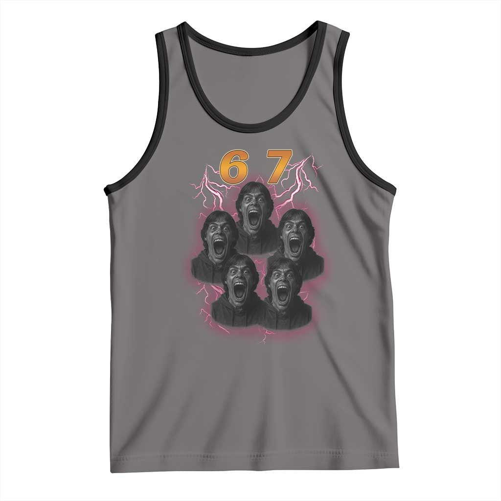 Mason 6 7 Meme Graphic Tank Top Six Seven 67 Meme Horror Edit Bootleg TS02 Deep Heather Black Print Your Wear