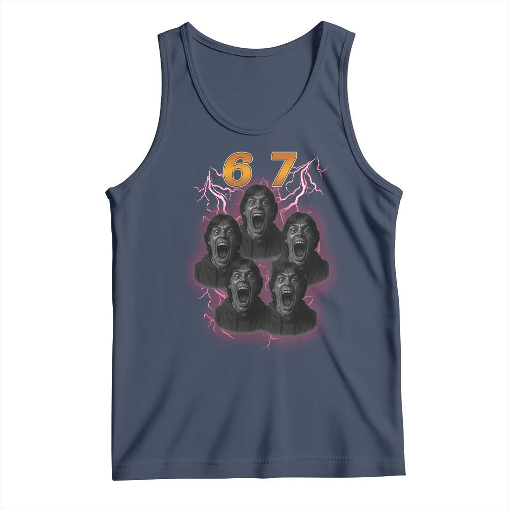 Mason 6 7 Meme Graphic Tank Top Six Seven 67 Meme Horror Edit Bootleg TS02 Navy Print Your Wear