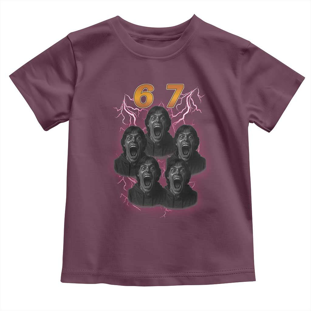 Mason 6 7 Meme Graphic Toddler T Shirt Six Seven 67 Meme Horror Edit Bootleg TS02 Maroon Print Your Wear