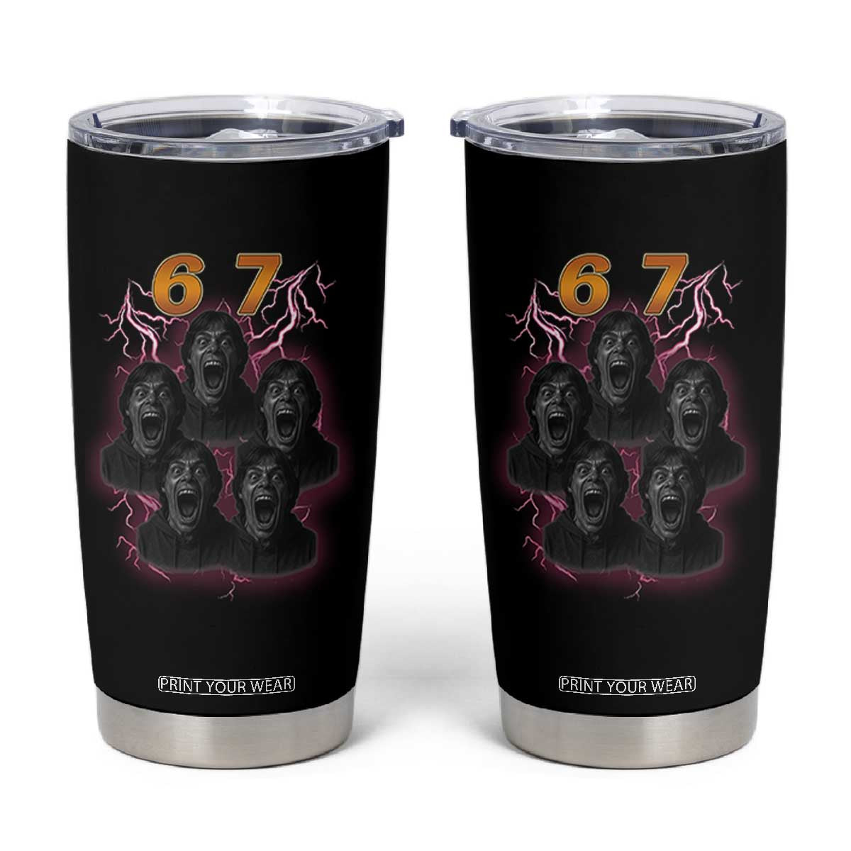 Mason 6 7 Meme Graphic Tumbler Cup Six Seven 67 Meme Horror Edit Bootleg TS02 Black Print Your Wear
