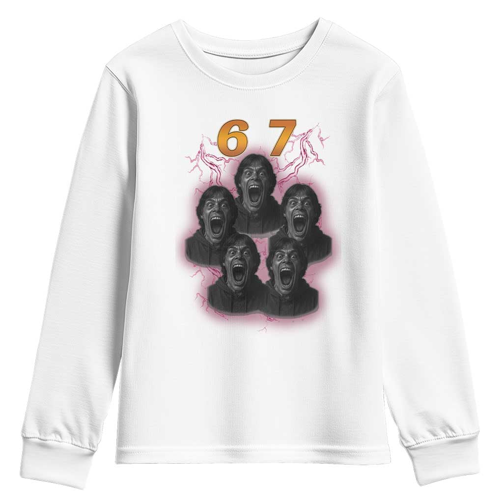 Mason 6 7 Meme Graphic Youth Sweatshirt Six Seven 67 Meme Horror Edit Bootleg TS02 White Print Your Wear