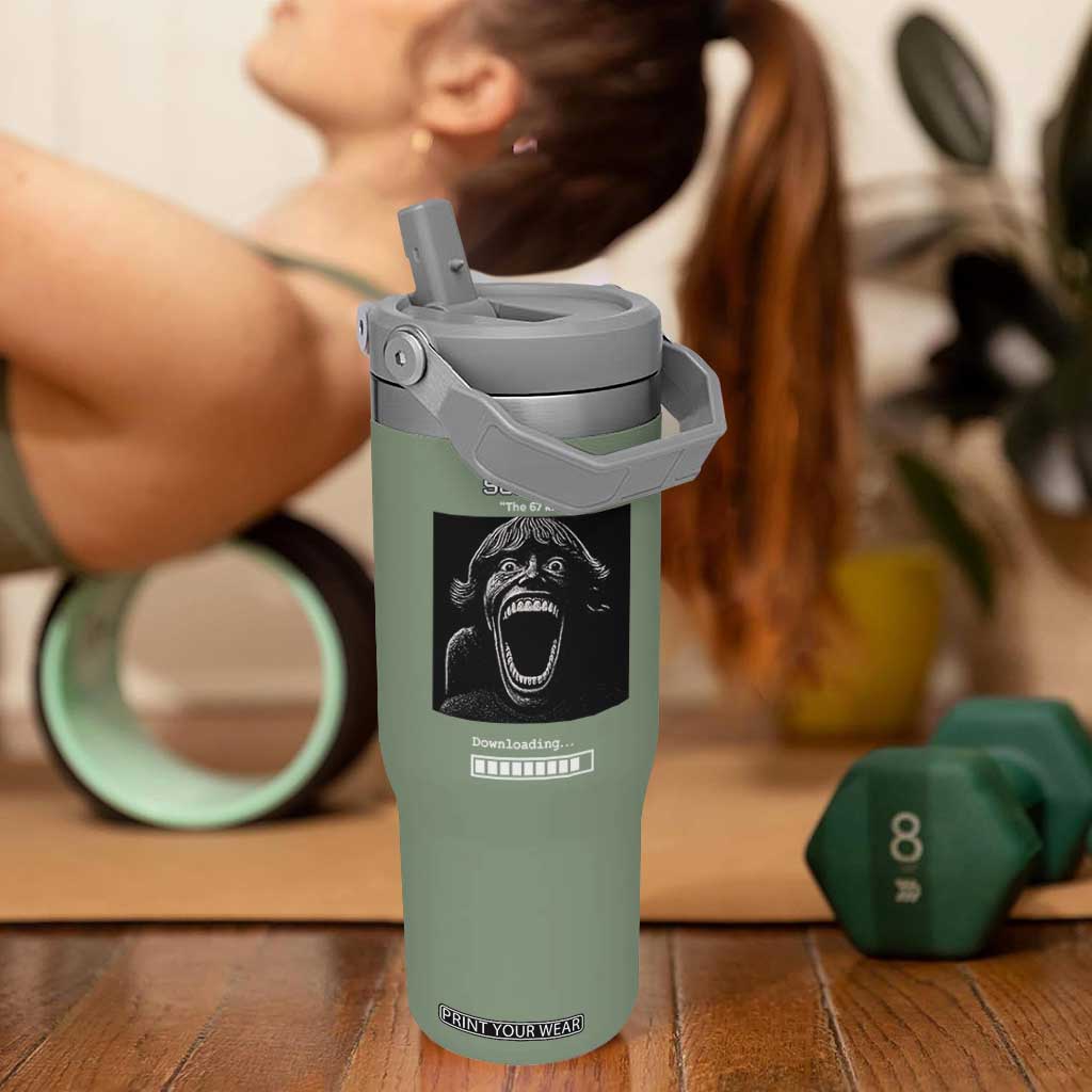 SCP 67 Mason The 6 7 Kid Meme Flip Straw Tumbler Six Seven Boy Horror Edit TS02 One Size: 30 oz Moss Green Print Your Wear