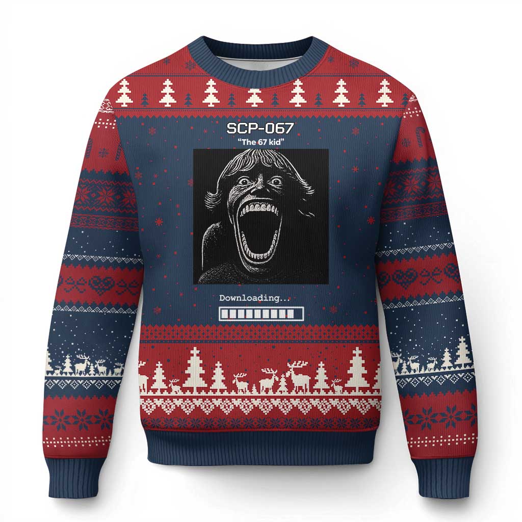 SCP 67 Mason The 6 7 Kid Meme Ugly Christmas Sweater Six Seven Boy Horror Edit TS02 Navy Red Print Your Wear