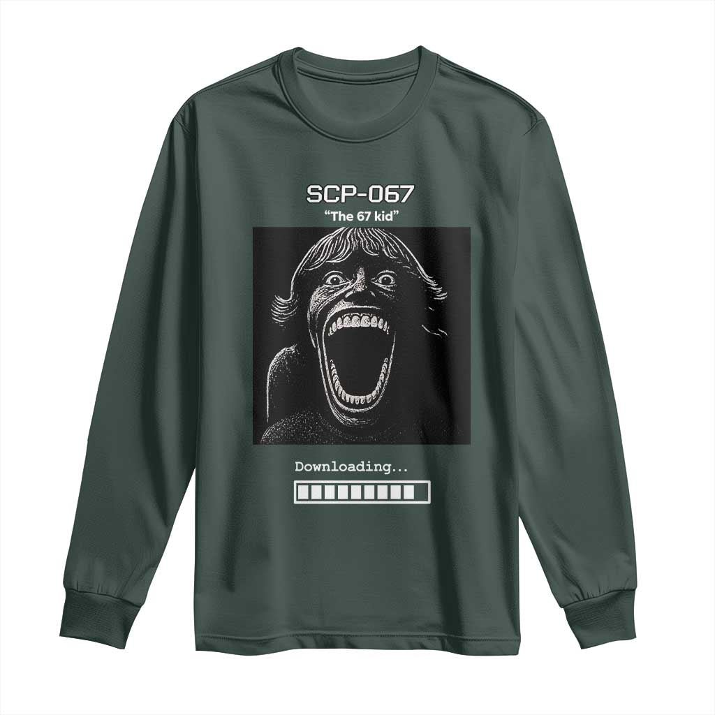 SCP 67 Mason The 6 7 Kid Meme Long Sleeve Shirt Six Seven Boy Horror Edit TS02 Dark Forest Green Print Your Wear