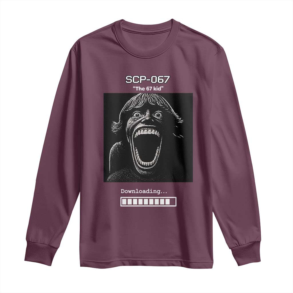 SCP 67 Mason The 6 7 Kid Meme Long Sleeve Shirt Six Seven Boy Horror Edit TS02 Maroon Print Your Wear