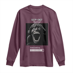 SCP 67 Mason The 6 7 Kid Meme Long Sleeve Shirt Six Seven Boy Horror Edit TS02 Maroon Print Your Wear