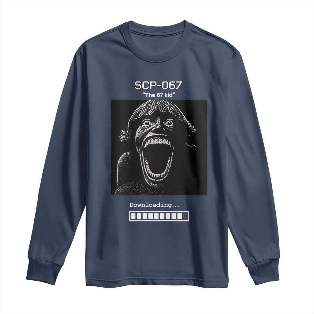 SCP 67 Mason The 6 7 Kid Meme Long Sleeve Shirt Six Seven Boy Horror Edit TS02 Navy Print Your Wear
