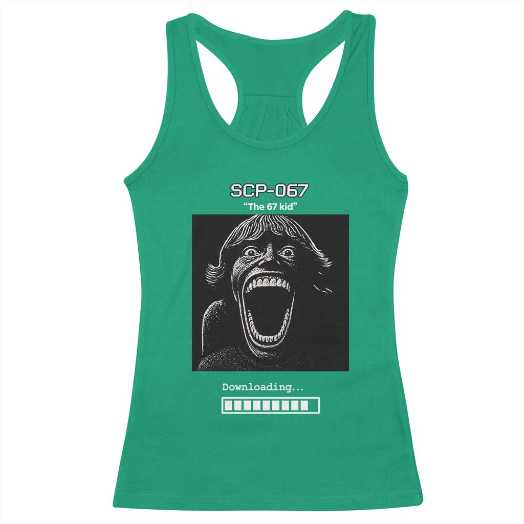 SCP 67 Mason The 6 7 Kid Meme Racerback Tank Top Six Seven Boy Horror Edit TS02 Irish Green Print Your Wear