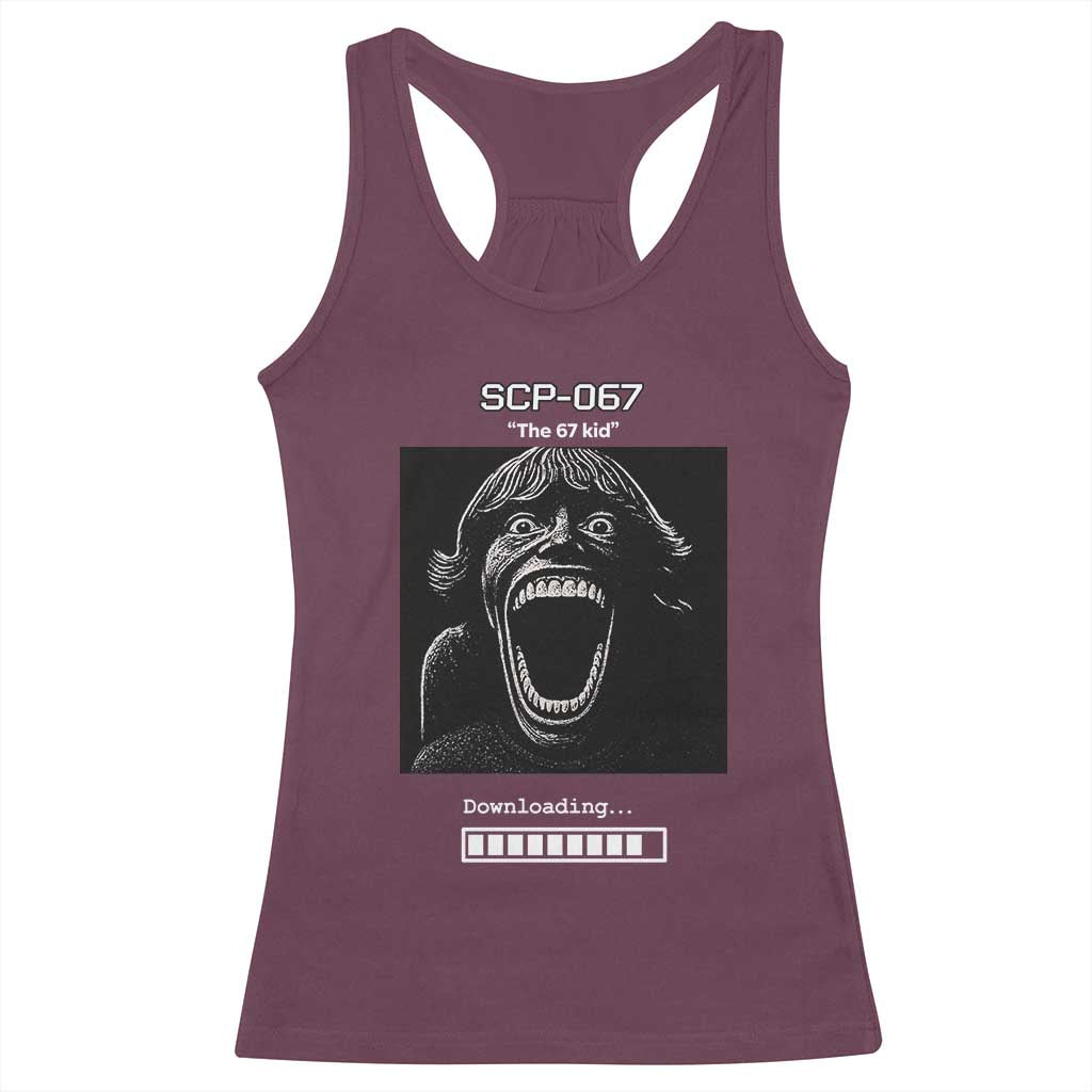 SCP 67 Mason The 6 7 Kid Meme Racerback Tank Top Six Seven Boy Horror Edit TS02 Maroon Print Your Wear