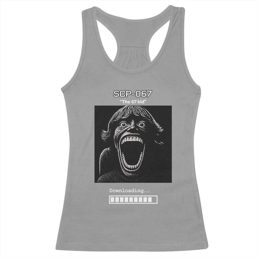 SCP 67 Mason The 6 7 Kid Meme Racerback Tank Top Six Seven Boy Horror Edit TS02 Sport Gray Print Your Wear