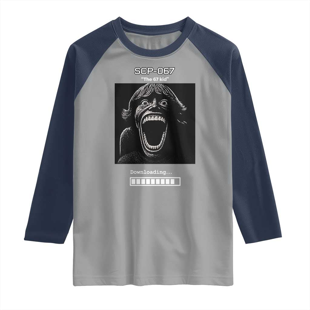 SCP 67 Mason The 6 7 Kid Meme Raglan Shirt Six Seven Boy Horror Edit TS02 Sport Gray Navy Print Your Wear
