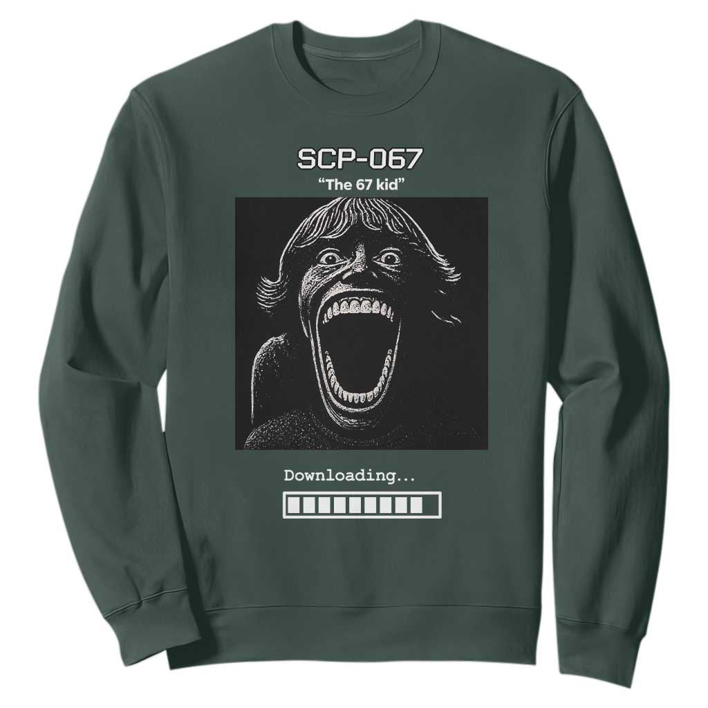 SCP 67 Mason The 6 7 Kid Meme Sweatshirt Six Seven Boy Horror Edit TS02 Dark Forest Green Print Your Wear