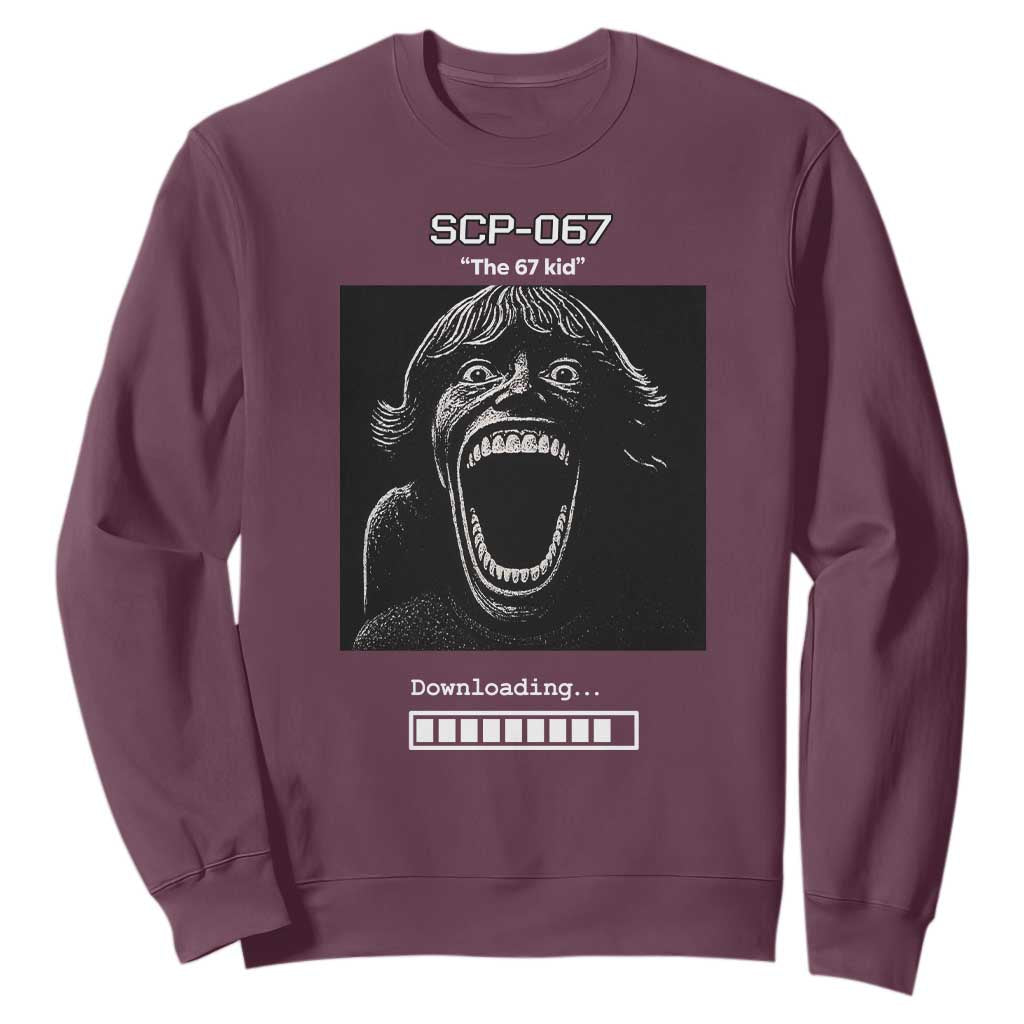 SCP 67 Mason The 6 7 Kid Meme Sweatshirt Six Seven Boy Horror Edit TS02 Maroon Print Your Wear