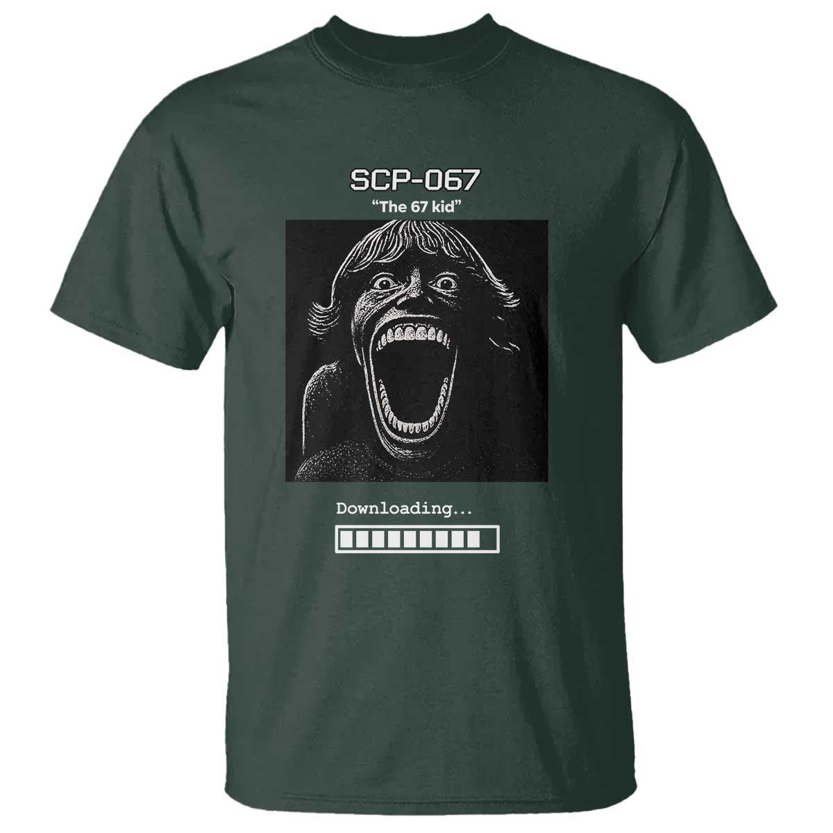 SCP 67 Mason The 6 7 Kid Meme T Shirt Six Seven Boy Horror Edit TS02 Dark Forest Green Print Your Wear
