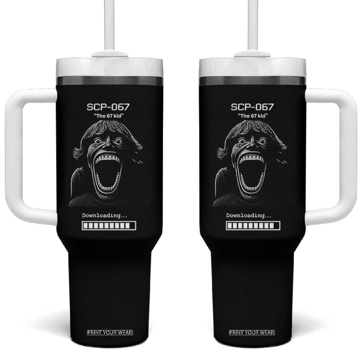 SCP 67 Mason The 6 7 Kid Meme Tumbler With Handle Six Seven Boy Horror Edit TS02 One Size: 40 oz Black Print Your Wear