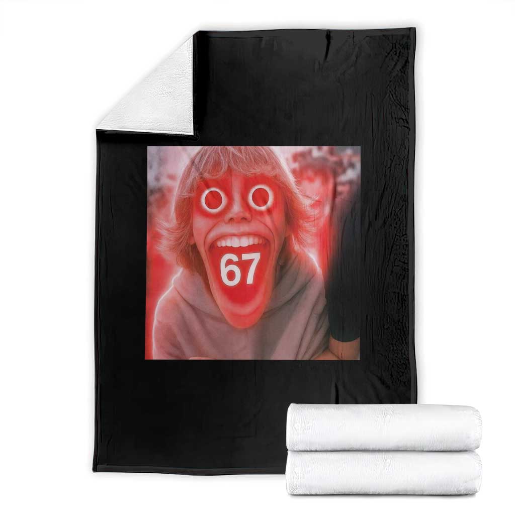 67 Mason Kid Glitchcore Graphic Throw Blanket Screaming Boy Six Seven Viral Meme Devil Edit TS02 Black Print Your Wear