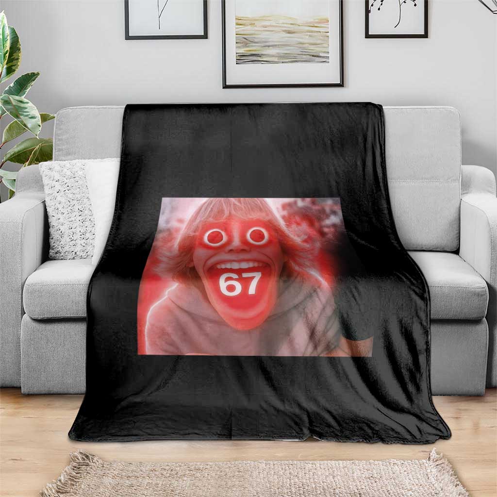 67 Mason Kid Glitchcore Graphic Throw Blanket Screaming Boy Six Seven Viral Meme Devil Edit TS02 Print Your Wear