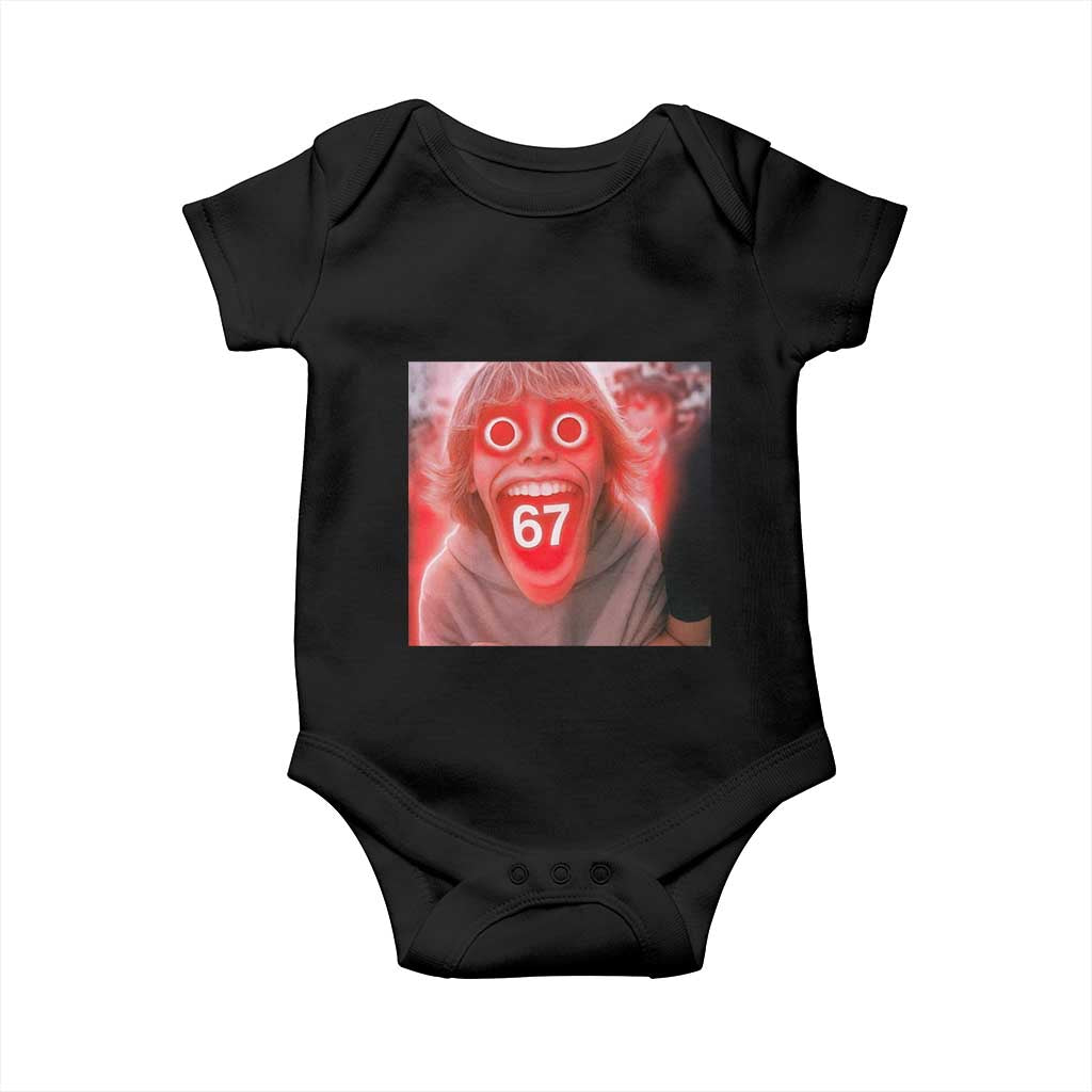 67 Mason Kid Glitchcore Graphic Baby Onesie Screaming Boy Six Seven Viral Meme Devil Edit TS02 Black Print Your Wear