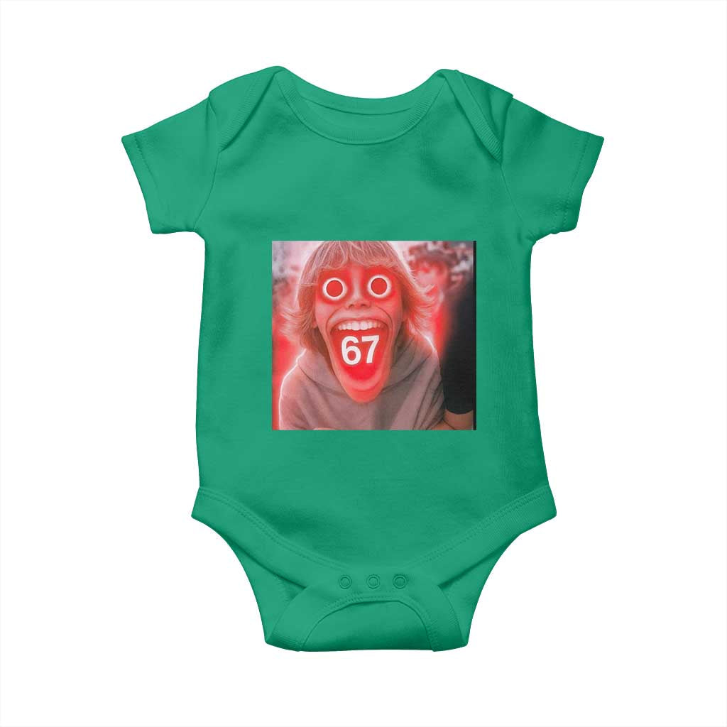 67 Mason Kid Glitchcore Graphic Baby Onesie Screaming Boy Six Seven Viral Meme Devil Edit TS02 Irish Green Print Your Wear