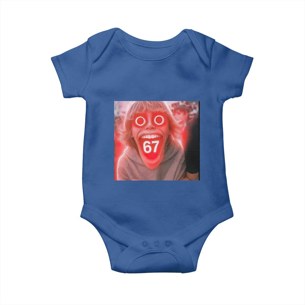 67 Mason Kid Glitchcore Graphic Baby Onesie Screaming Boy Six Seven Viral Meme Devil Edit TS02 Royal Blue Print Your Wear