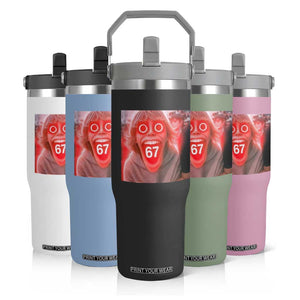 67 Mason Kid Glitchcore Graphic Flip Straw Tumbler Screaming Boy Six Seven Viral Meme Devil Edit TS02 Print Your Wear