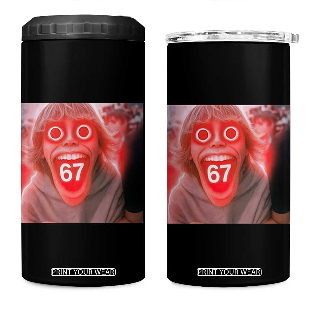 67 Mason Kid Glitchcore Graphic 4 in 1 Can Cooler Tumbler Screaming Boy Six Seven Viral Meme Devil Edit TS02 One Size: 16 oz Black Print Your Wear
