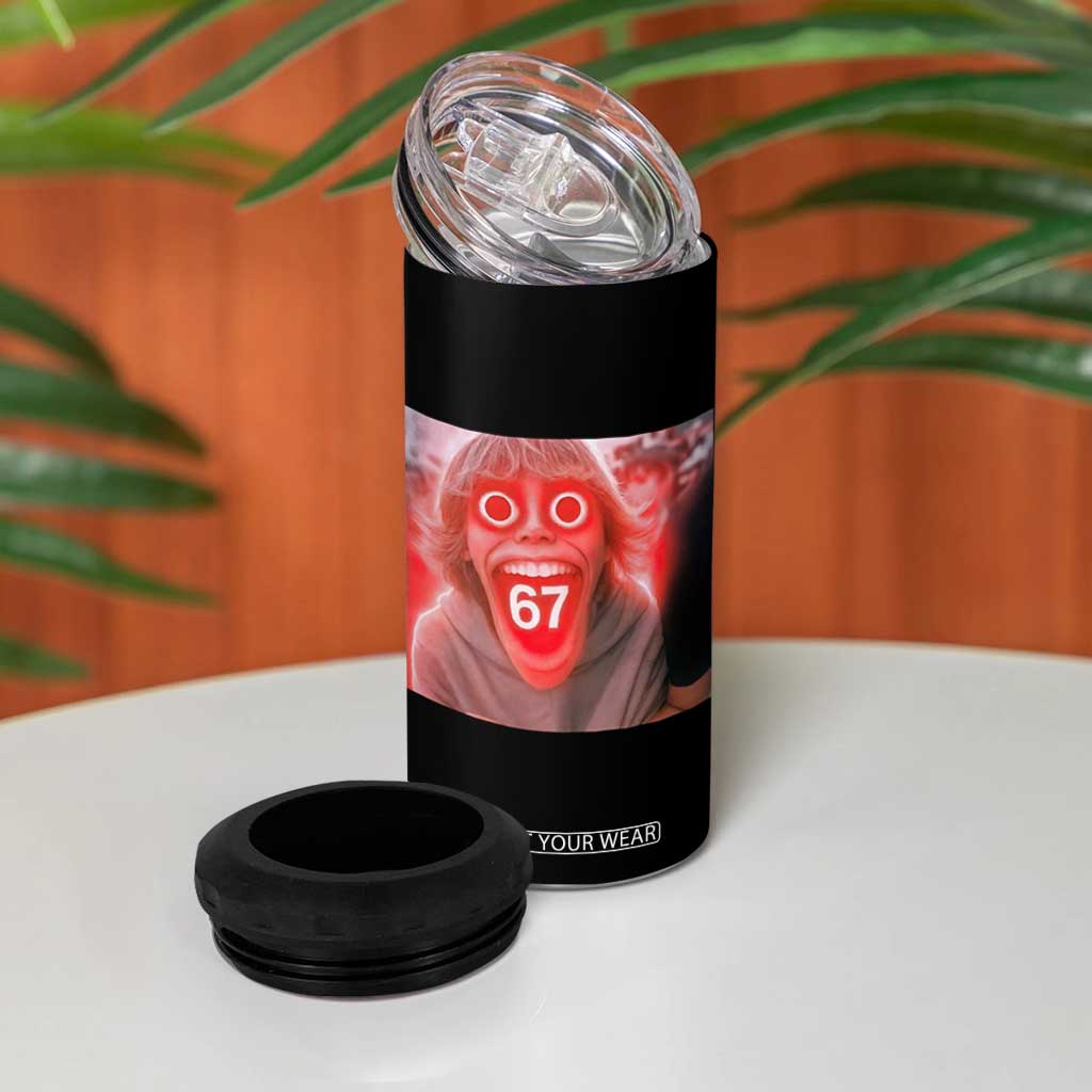 67 Mason Kid Glitchcore Graphic 4 in 1 Can Cooler Tumbler Screaming Boy Six Seven Viral Meme Devil Edit TS02 Print Your Wear