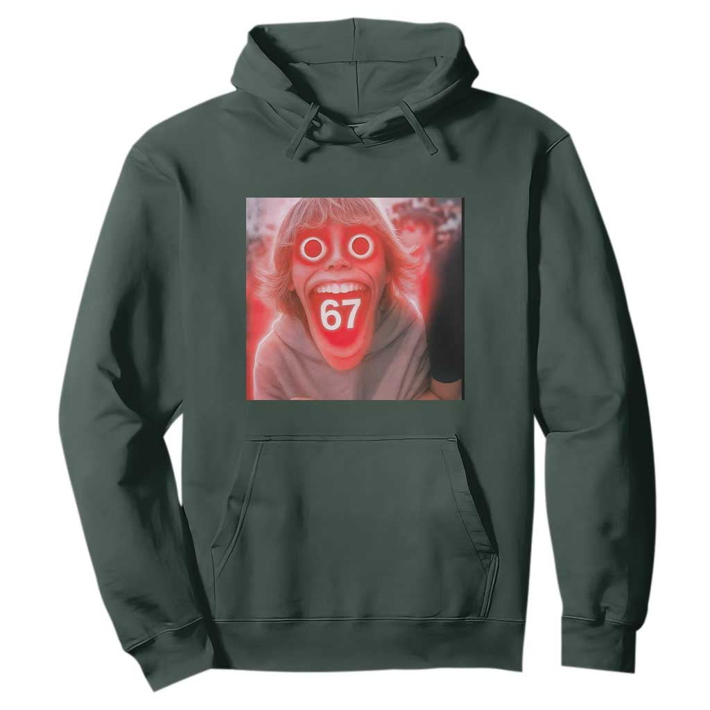 67 Mason Kid Glitchcore Graphic Hoodie Screaming Boy Six Seven Viral Meme Devil Edit TS02 Dark Forest Green Print Your Wear