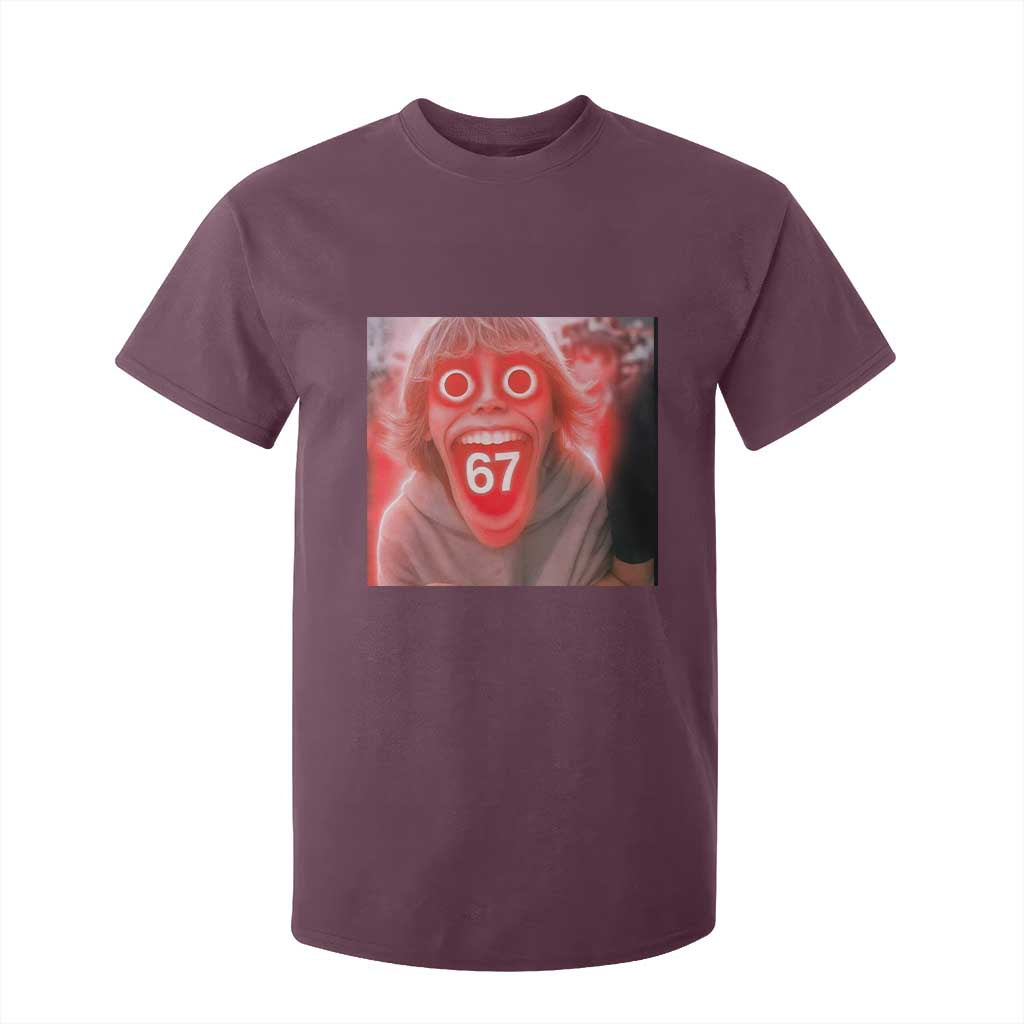 67 Mason Kid Glitchcore Graphic T Shirt For Kid Screaming Boy Six Seven Viral Meme Devil Edit TS02 Maroon Print Your Wear