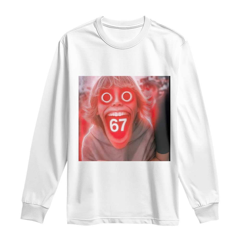 67 Mason Kid Glitchcore Graphic Long Sleeve Shirt Screaming Boy Six Seven Viral Meme Devil Edit TS02 White Print Your Wear