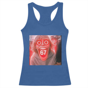 67 Mason Kid Glitchcore Graphic Racerback Tank Top Screaming Boy Six Seven Viral Meme Devil Edit TS02 Royal Blue Print Your Wear