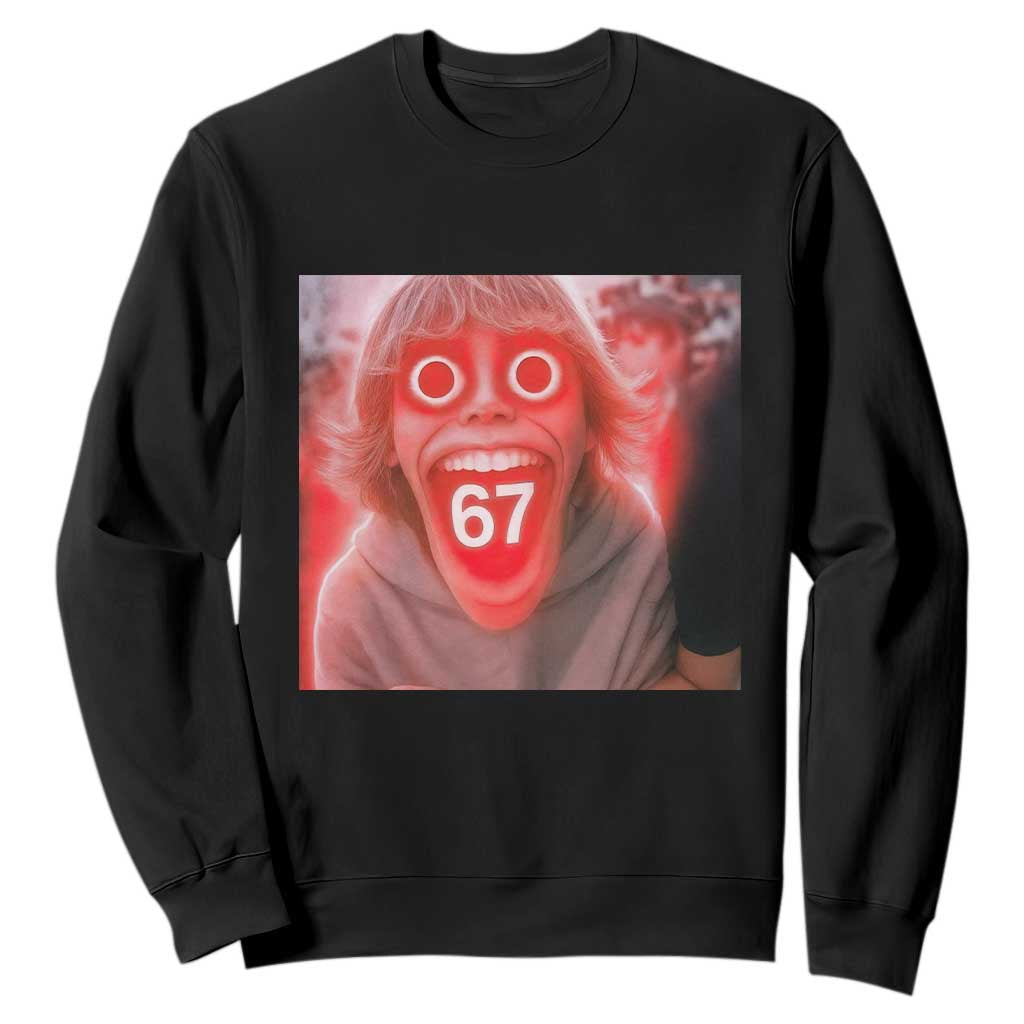 67 Mason Kid Glitchcore Graphic Sweatshirt Screaming Boy Six Seven Viral Meme Devil Edit TS02 Black Print Your Wear