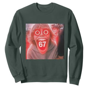 67 Mason Kid Glitchcore Graphic Sweatshirt Screaming Boy Six Seven Viral Meme Devil Edit TS02 Dark Forest Green Print Your Wear