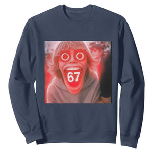 67 Mason Kid Glitchcore Graphic Sweatshirt Screaming Boy Six Seven Viral Meme Devil Edit TS02 Navy Print Your Wear