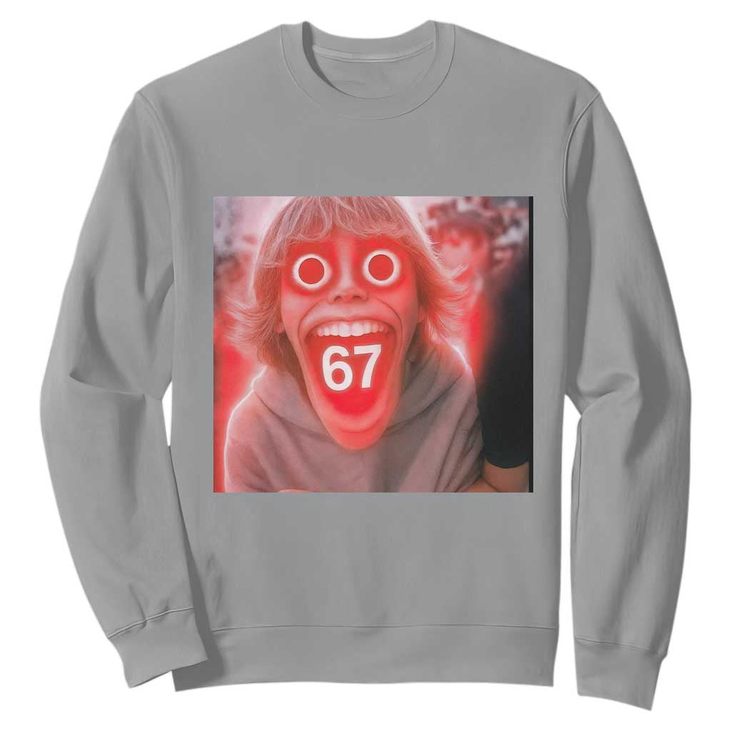 67 Mason Kid Glitchcore Graphic Sweatshirt Screaming Boy Six Seven Viral Meme Devil Edit TS02 Sport Gray Print Your Wear