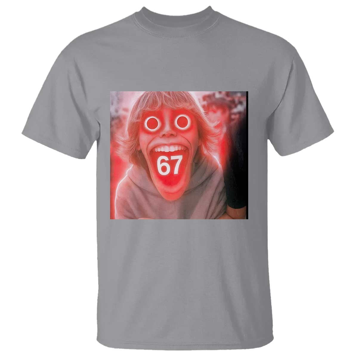 67 Mason Kid Glitchcore Graphic T Shirt Screaming Boy Six Seven Viral Meme Devil Edit TS02 Sport Gray Print Your Wear