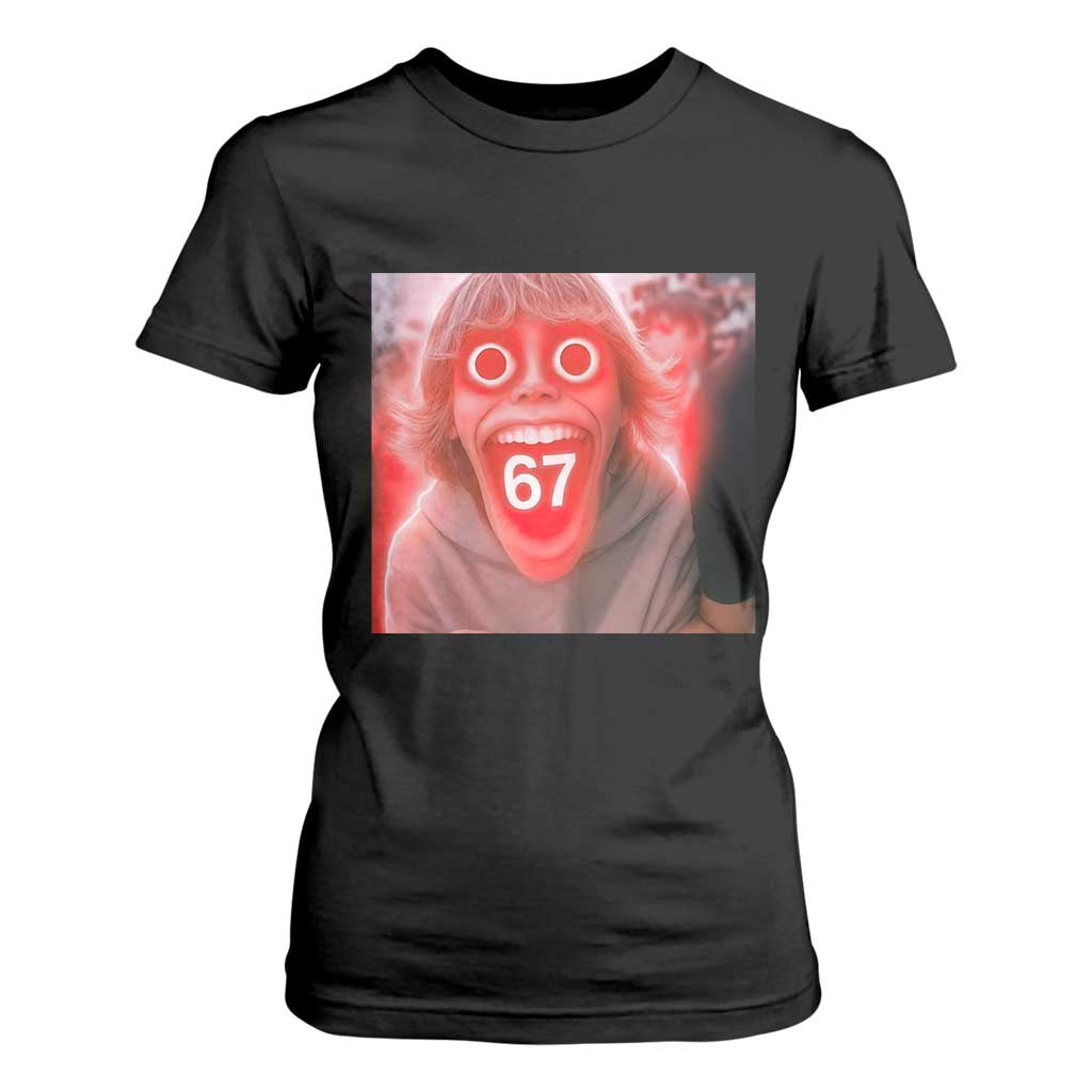 67 Mason Kid Glitchcore Graphic T Shirt For Women Screaming Boy Six Seven Viral Meme Devil Edit TS02 Black Print Your Wear