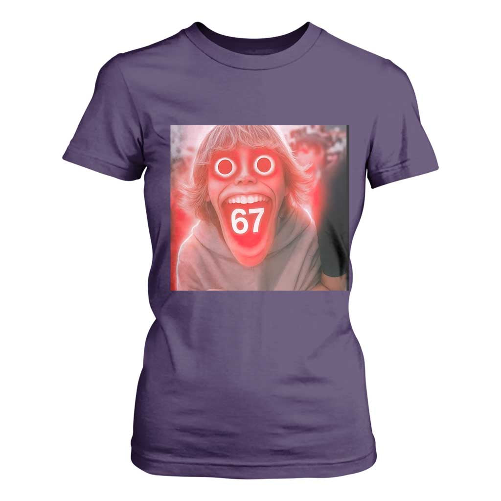 67 Mason Kid Glitchcore Graphic T Shirt For Women Screaming Boy Six Seven Viral Meme Devil Edit TS02 Purple Print Your Wear