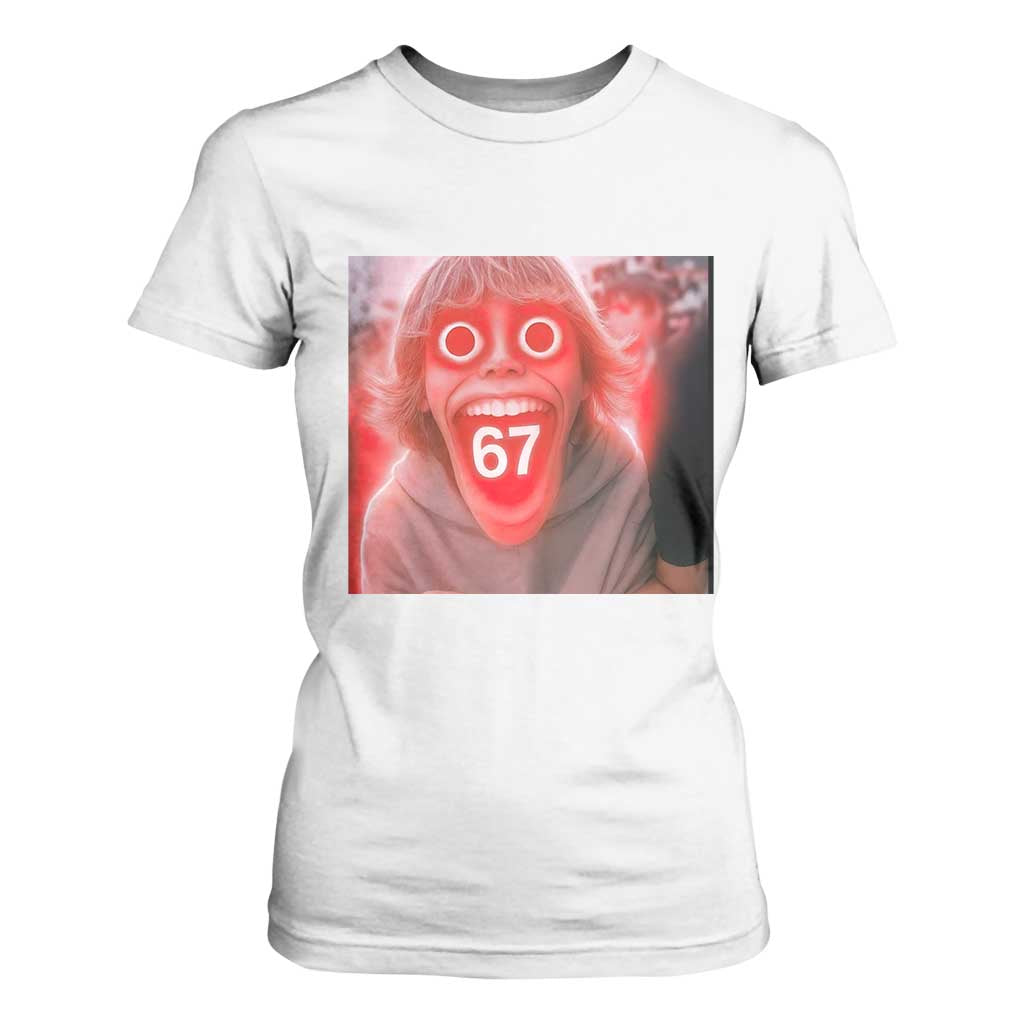 67 Mason Kid Glitchcore Graphic T Shirt For Women Screaming Boy Six Seven Viral Meme Devil Edit TS02 White Print Your Wear