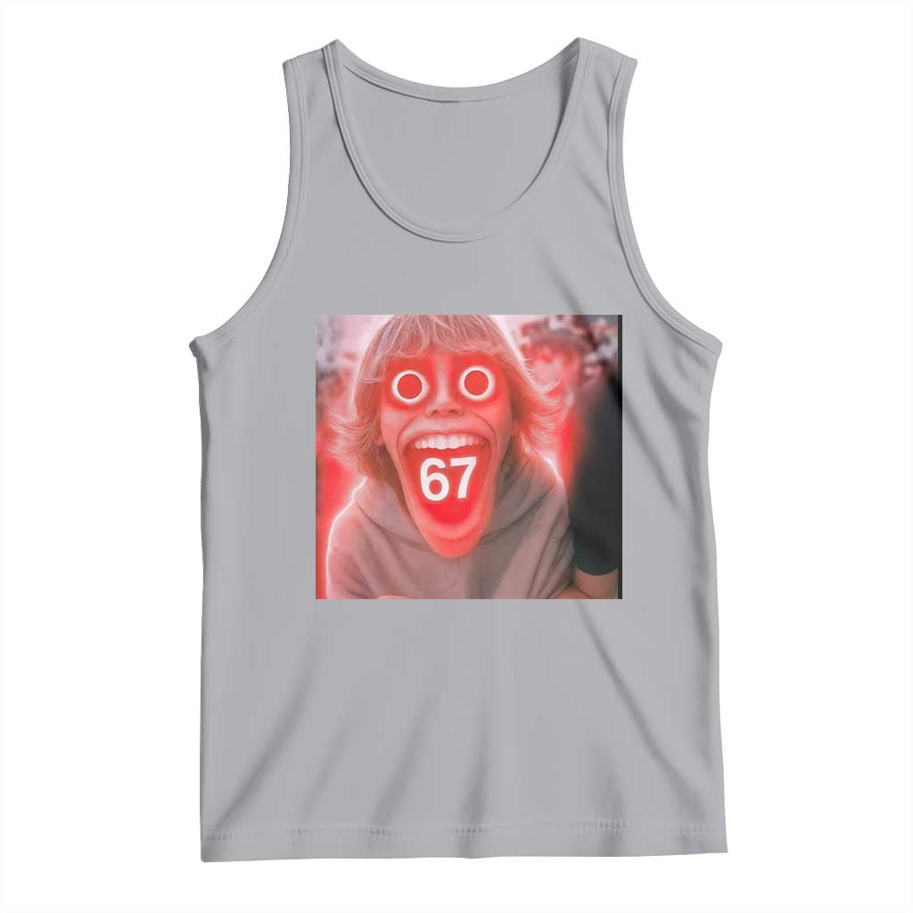 67 Mason Kid Glitchcore Graphic Tank Top Screaming Boy Six Seven Viral Meme Devil Edit TS02 Athletic Heather Print Your Wear