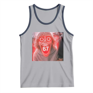 67 Mason Kid Glitchcore Graphic Tank Top Screaming Boy Six Seven Viral Meme Devil Edit TS02 Athletic Heather Navy Print Your Wear