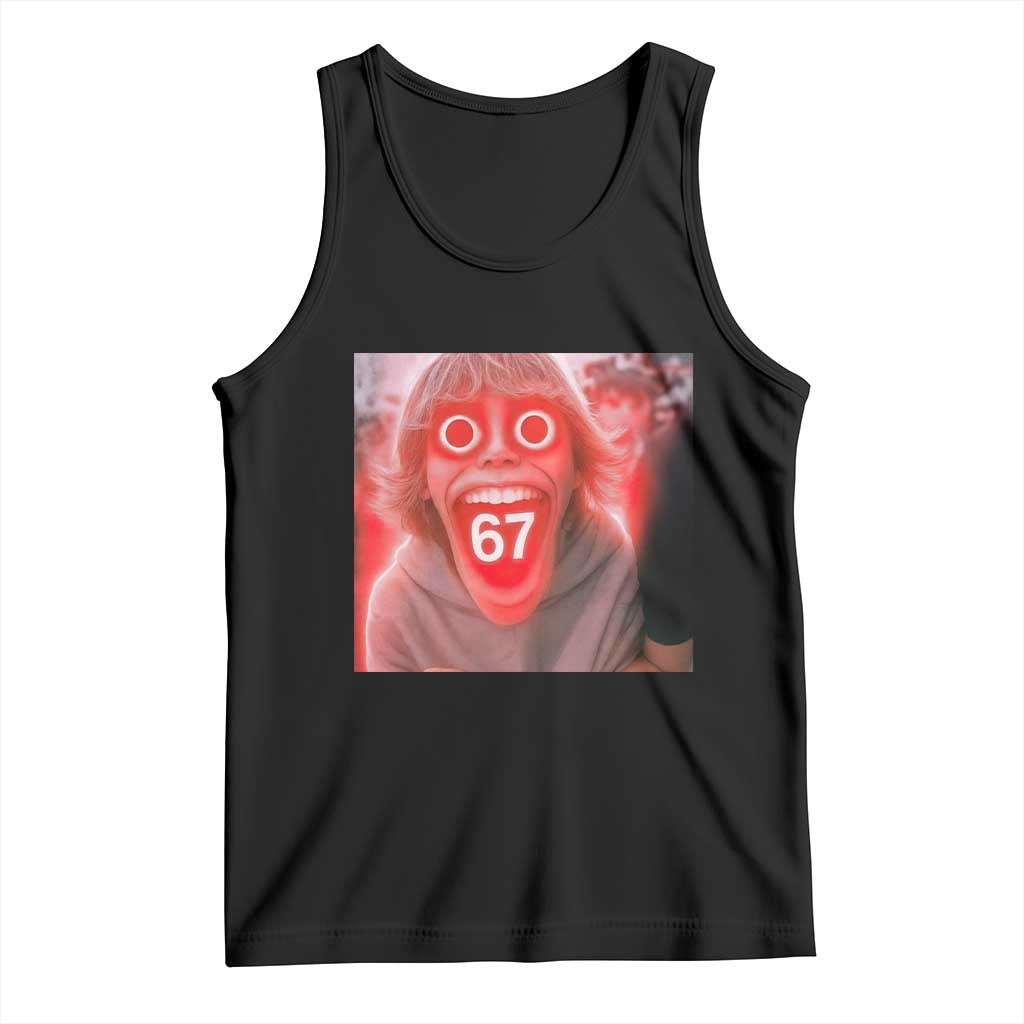 67 Mason Kid Glitchcore Graphic Tank Top Screaming Boy Six Seven Viral Meme Devil Edit TS02 Black Print Your Wear