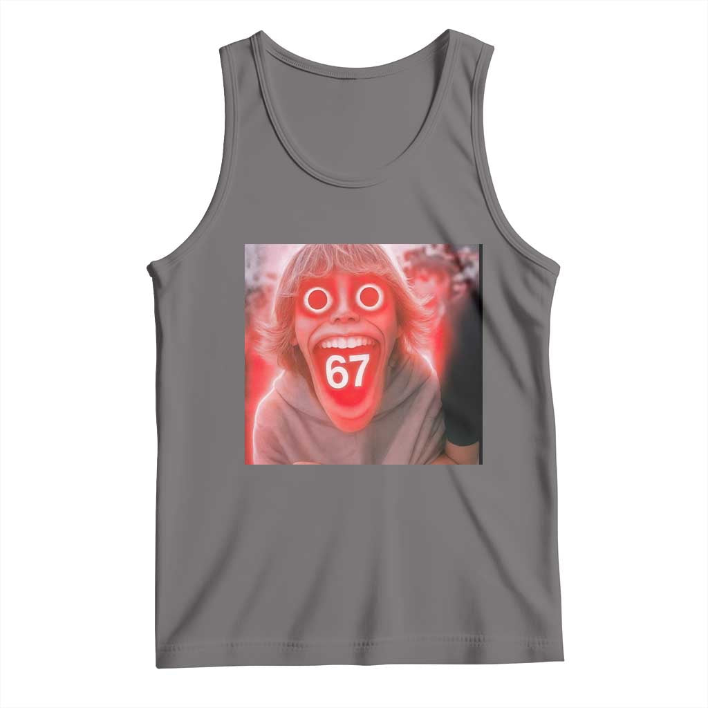 67 Mason Kid Glitchcore Graphic Tank Top Screaming Boy Six Seven Viral Meme Devil Edit TS02 Deep Heather Print Your Wear