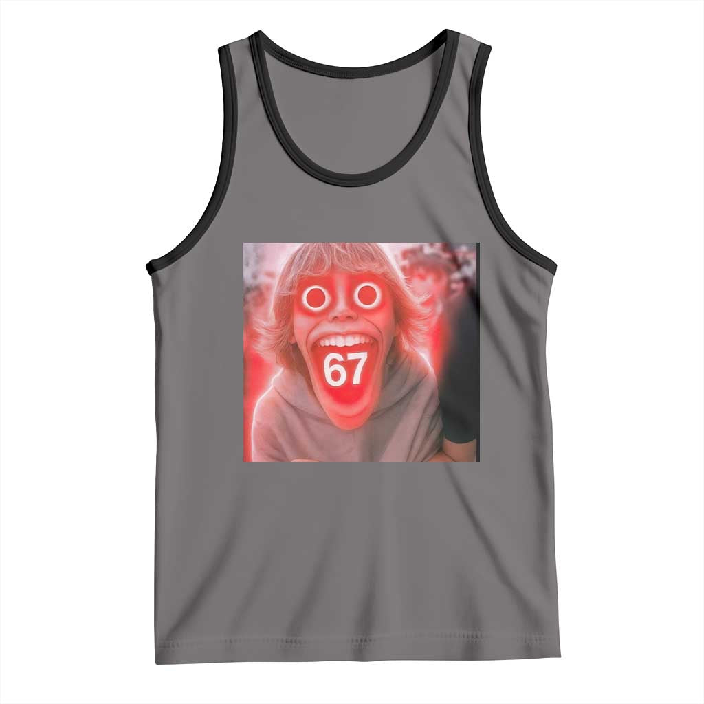 67 Mason Kid Glitchcore Graphic Tank Top Screaming Boy Six Seven Viral Meme Devil Edit TS02 Deep Heather Black Print Your Wear