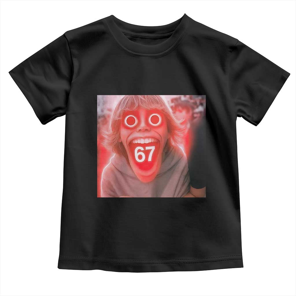 67 Mason Kid Glitchcore Graphic Toddler T Shirt Screaming Boy Six Seven Viral Meme Devil Edit TS02 Black Print Your Wear