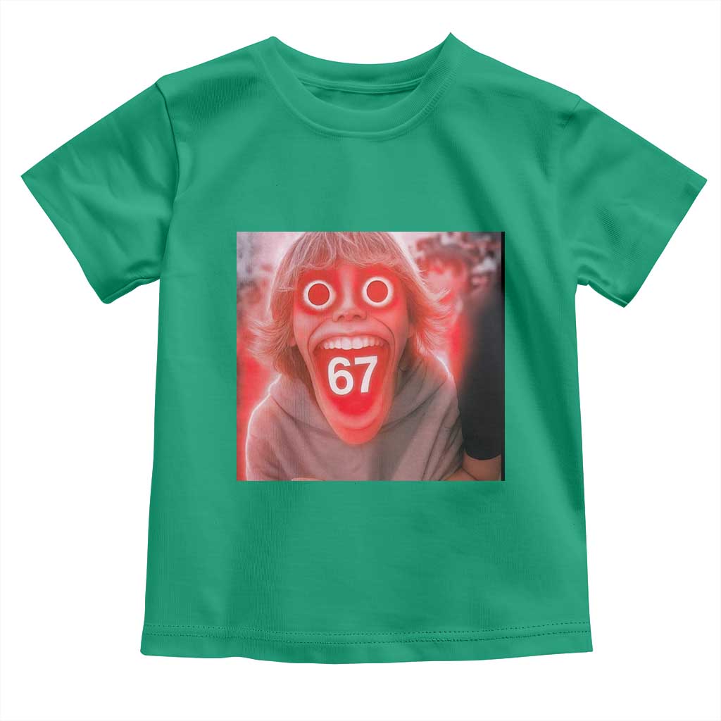 67 Mason Kid Glitchcore Graphic Toddler T Shirt Screaming Boy Six Seven Viral Meme Devil Edit TS02 Irish Green Print Your Wear