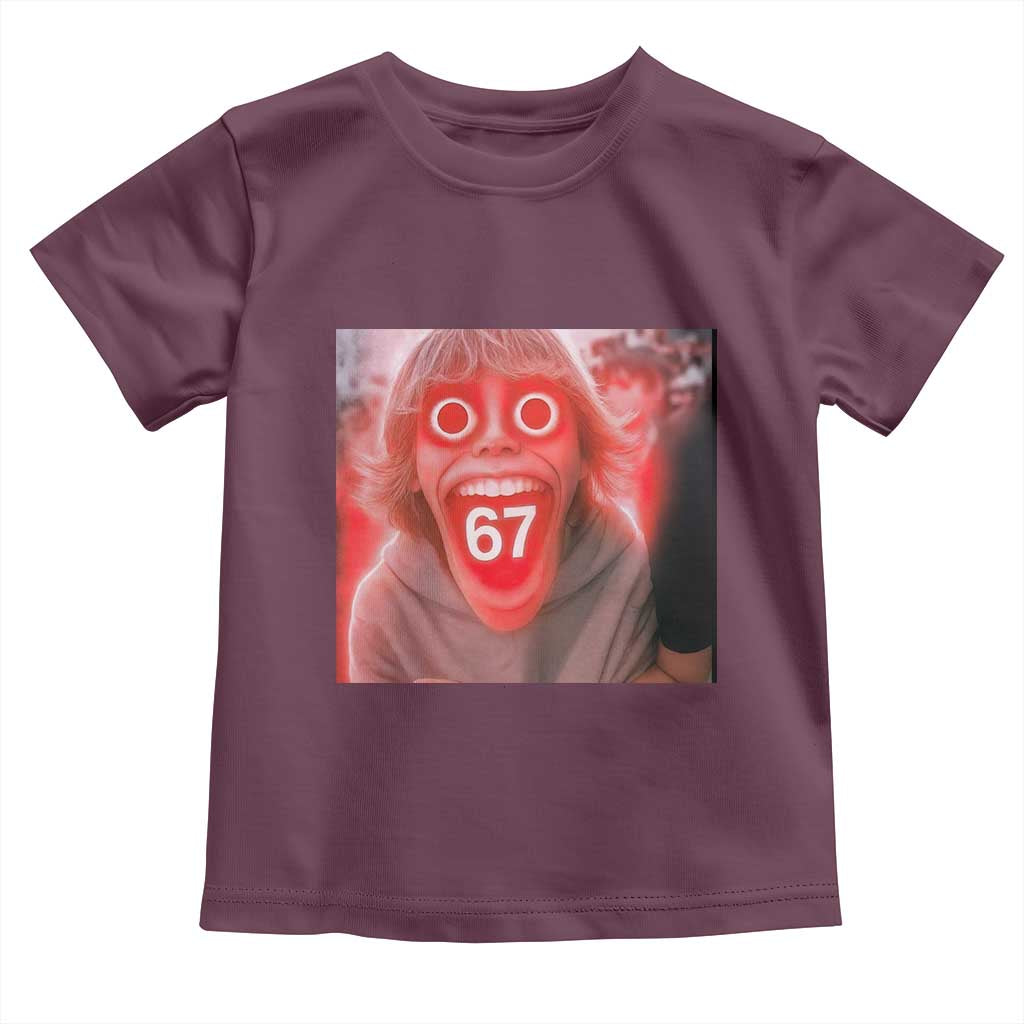 67 Mason Kid Glitchcore Graphic Toddler T Shirt Screaming Boy Six Seven Viral Meme Devil Edit TS02 Maroon Print Your Wear