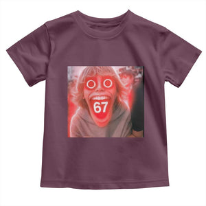 67 Mason Kid Glitchcore Graphic Toddler T Shirt Screaming Boy Six Seven Viral Meme Devil Edit TS02 Maroon Print Your Wear